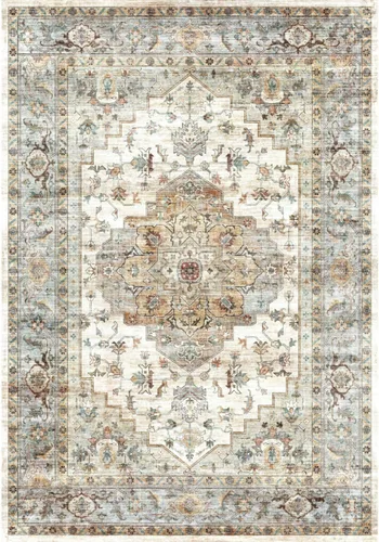 Miniatura 260 de Syalife 4x6 Alfombra Lavable para Área, Ultra Suave Antideslizante, Pila Baja, Alfombra Vintage Resistente a Manchas para Sala de Estar, Alfombra