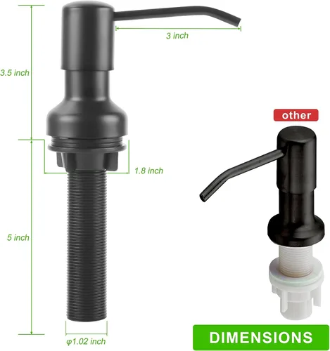 Miniatura 5 de Dispensador de jabón para fregadero de cocina, dispensador de jabón para fregadero con vástago roscado más largo, tubo de extensión de 47 pulgadas