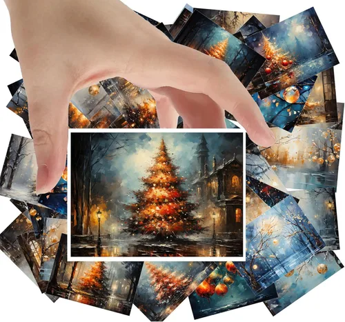 Miniatura 4 de Calcomanías grandes, 24 piezas (2.5 x 3.5 pulgadas cada una) Jolly Festive Santas por The Warm Fireplace Postales de Navidad Vintage Tarjetas