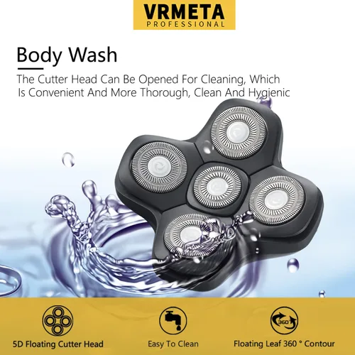 Miniatura 8 de Cabezales de repuesto flotantes 5D para hombres calvos, cuchillas afiladas universales para afeitadoras eléctricas rotativas (5D negro)
