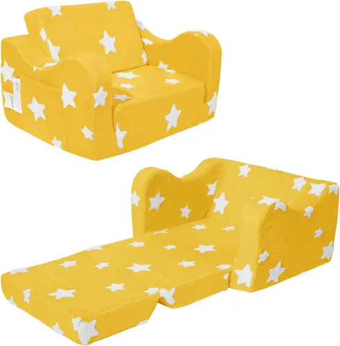 KokoSelene Sofá para Niños Pequeños, Sofá para Niños Pequeños Plegable, Sofá Convertible 2 en 1 para Niños a Cama Tumbona para Niñas y Niños, Ideal