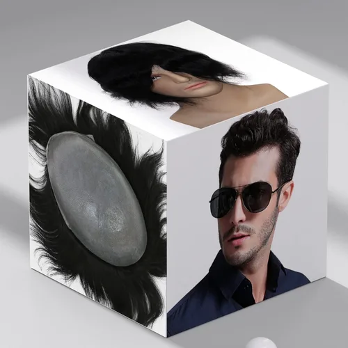 Miniatura 16 de toupee tupé para hombres 0.002 in ultra suave y transparente piel fina con bucle en V línea capilar natural para hombre, extensiones de cabello 1B
