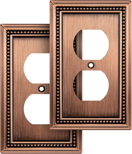 Miniatura 135 de Henne Bery Sunken Pearls - Placa de pared decorativa resistente para interruptor, cubierta para tomacorrientes (doble dúplex, níquel satinado)