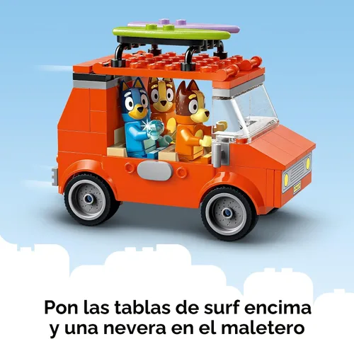 Miniatura 5 de LEGO Bluey: Viaje en Auto Familiar y Playa de Bluey - Juguete de Construcción Educativo para Niños de 4+ Años - Incluye Minifiguras de Bluey, Bingo