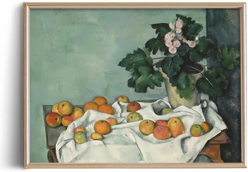 Miniatura 9 de Cuadro de naturaleza muerta de granja para sala de estar, perla de manzana, pintura cálida beige neutra, arte de pared Art Deco para cocina
