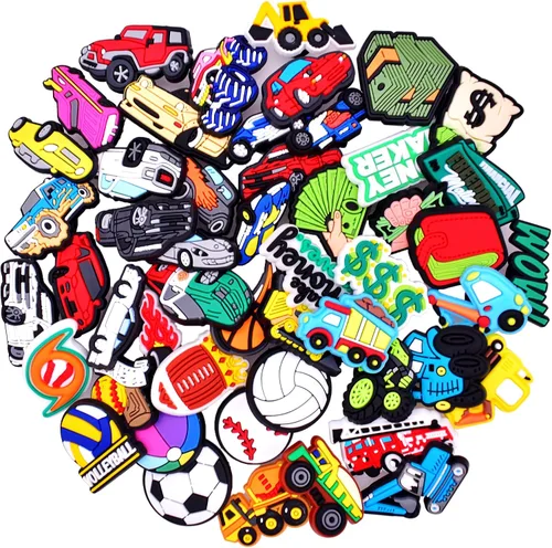 Miniatura 8 de 20/50 dijes para zapatos, camiones mixtos, automóviles, dinero, deportes, béisbol, PVC, decoración de zapatos para adolescentes, hombres, regalos