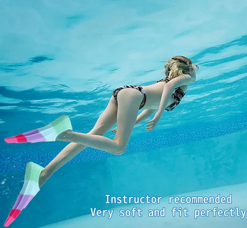 Miniatura 7 de Aletas de Natación para Niños, Aletas Cortas Cómodas para Natación de Vueltas y Entrenamiento para Niños, Niñas, Niños, Principiantes Multicolor rosa