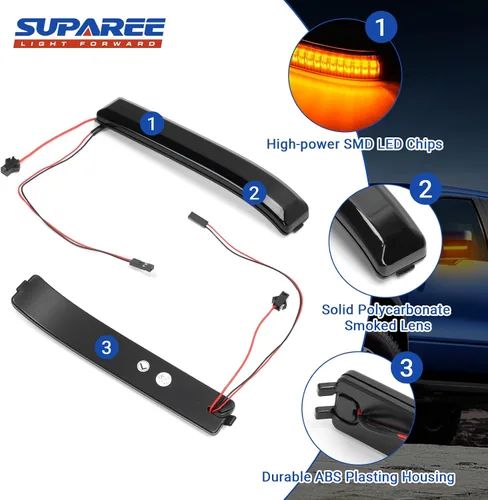 Miniatura 8 de SUPAREE Luces LED Switchback de Señal de Giro para Espejo Lateral Compatibles con Ford F150 2009-2014 2010-2014 Raptor, Lente Ahumado Ámbar