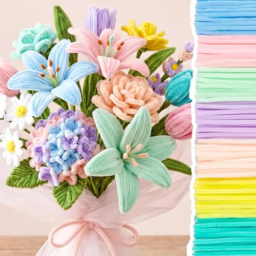 Miniatura 39 de Caydo 200 limpiapipas verde oscuro para decoración de Pascua, tallos de felpilla esponjosos a granel para niños, proyectos de manualidades, 12