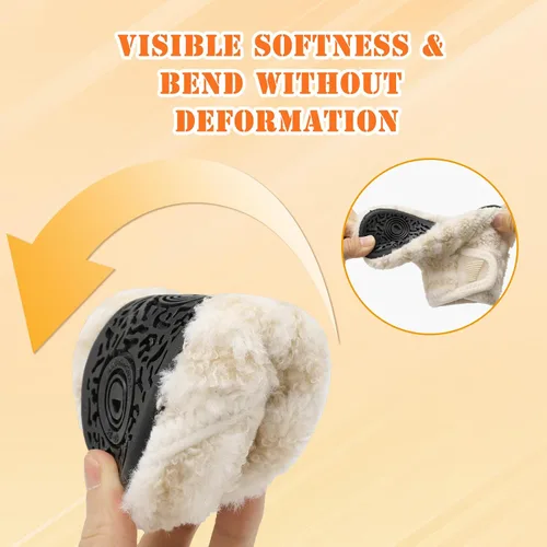 Miniatura 5 de BARERUN Pantuflas para niños y niñas, zapatos de casa para bebés, botines de invierno mullidos de felpa acogedora para niños, pantuflas cálidas