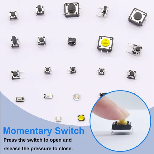 Miniatura 3 de TWTADE Juego surtido de 202 interruptores de botón táctil micro momentáneo, 10 valores, 4 pines, interruptores táctiles de 0.236 x 0.236 in y 0.276