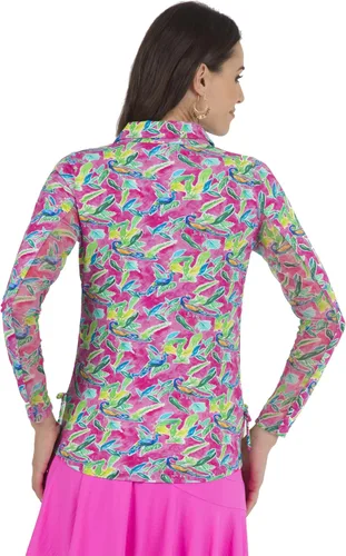 Miniatura 4 de IBKUL Athleisure Wear 48378 - Protector solar UPF 50+ Icefil Cooling Tech Rachel Print Polo de manga larga con cremallera
