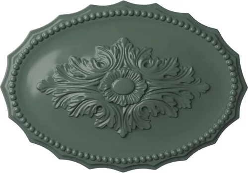 Miniatura 44 de Ekena Millwork CM16OX Medallón de techo Oxford, 16 7/8" W x 11 3/4" H x 1 1/2" P, imprimado en fábrica Imprimación de fábrica.