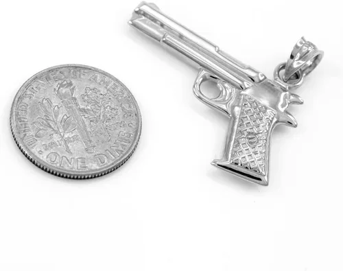 Miniatura 2 de Men's Fine Jewelry Collar con colgante de pistola de plata de ley 925 maciza