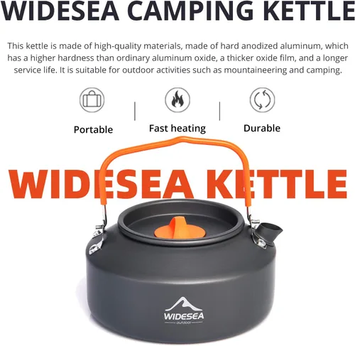 Miniatura 6 de widesea Tetera de aluminio ultraligera portátil de 1L para mochileros, senderismo, camping y picnic