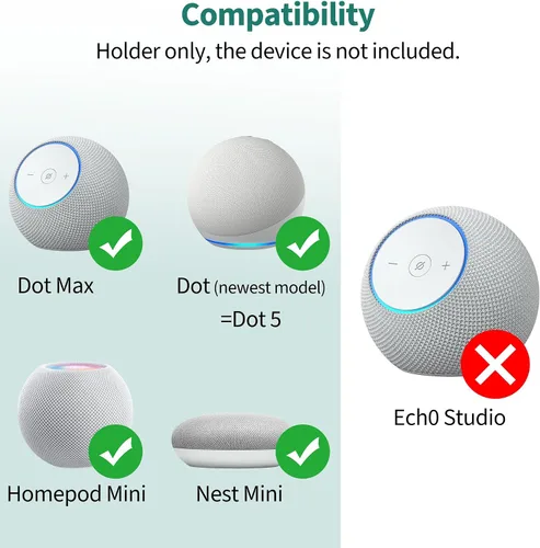 Miniatura 2 de PlusAcc Soporte de pared para Dot Max y Dot 5, estante transparente resistente para Homepod Mini, soporte de soporte de ahorro de espacio, gestión