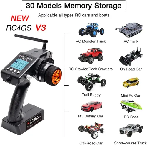 Miniatura 4 de ATA HOBBY Radiolink RC4GS V3 (V2 Upgrade) Transmisor de radio RC de 5 canales y 2 receptores R6FG con kit de control remoto Gyro 2.4ghz 400M