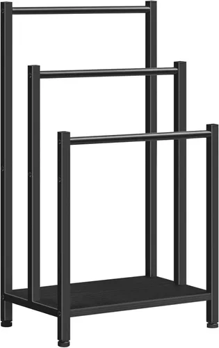 HOOBRO Toallero de pie independiente, estante de manta de 3 niveles, soporte para mantas para baño, 16.9 pulgadas de largo x 11 pulgadas de ancho x