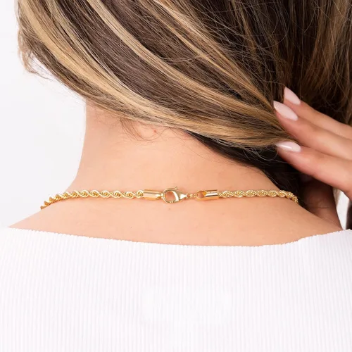 Miniatura 3 de Barzel Collar de cadena de cuerda chapada en oro de 18 quilates, fabricado en Brasil