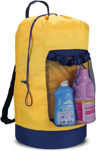 Miniatura 9 de Dalykate Mochila Bolsa para Lavandería, Mochila para Lavandería con Correas para el Hombro y Bolsillo de Malla, Bolsa Cesto para Ropa de Nailon