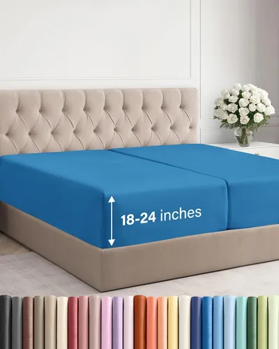 Miniatura 136 de Sábana bajera ajustable extra profunda tamaño completo – Sábana bajera individual de lujo para hotel únicamente – Se adapta fácilmente a colchones