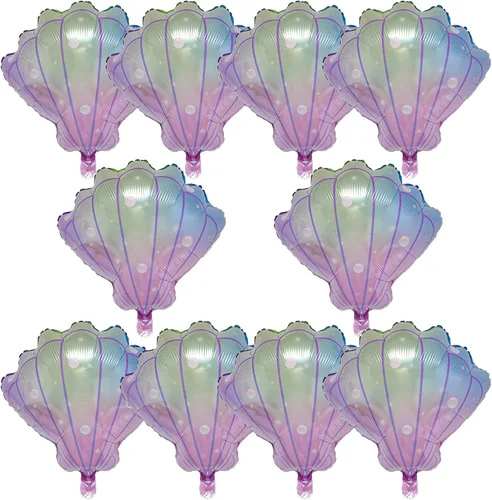 Globos de conchas marinas multicolores, globos de Mylar de aluminio para cumpleaños, suministros de decoración de fiestas temáticas oceánicas
