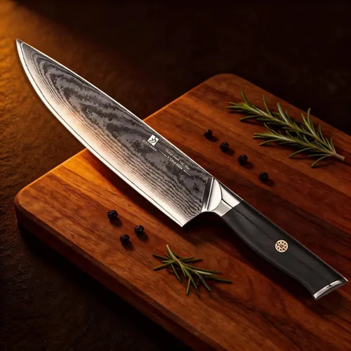 Miniatura 2 de Cuchillo de chef, cuchillo de damasco de 8 pulgadas, cuchillo de cocina de acero inoxidable de alto carbono de 67 capas, cuchillos de corte afilados