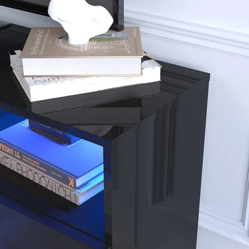 Miniatura 3 de St.Mandyu Soporte de TV LED para TV de 60/65/70 pulgadas, moderno centro de mesa de televisión con cajón y luces LED, centro de entretenimiento