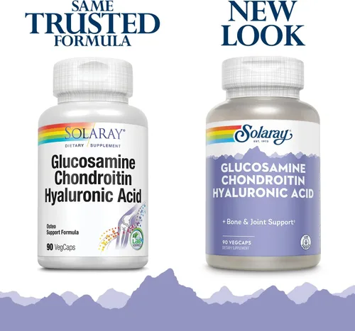 Miniatura 3 de SOLARAY Glucosamina Condroitina y Ácido Hialurónico, 1500mg/1000mg/20mg 90 Cápsulas