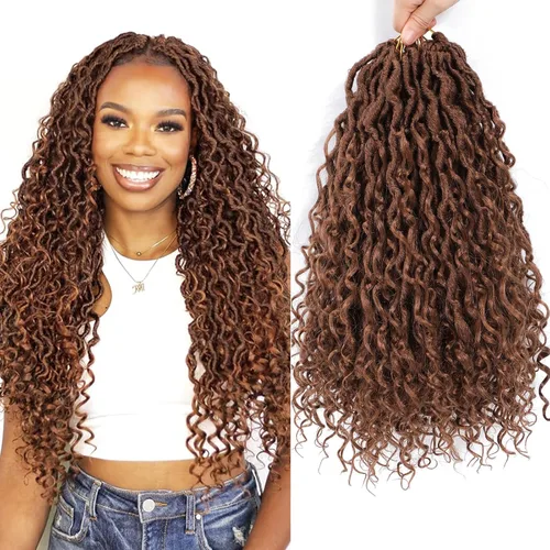 Miniatura 117 de Alicoco Goddess Locs Cabello de Ganchillo 12 Pulgadas 8 Paquetes Rastas Sintéticas de Ganchillo Para Mujeres Rastas Suaves Boho Pre-enrolladas River