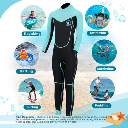 Miniatura 2 de Kid Wetsuit Neoprene Boys Girls 3mm Full Wet Suit, 2mm Shorty Toddles Thermal Swimsuit, Children Back Zipper Cold Water Warmth for Swimming Kayaking