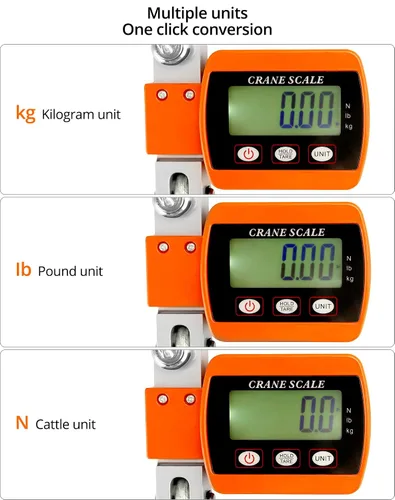 Miniatura 2 de QWORK Báscula digital para grúa resistente, capacidad de 2200 libras/2,204.6 lbs, conversión de unidades duales, báscula colgante industrial precisa