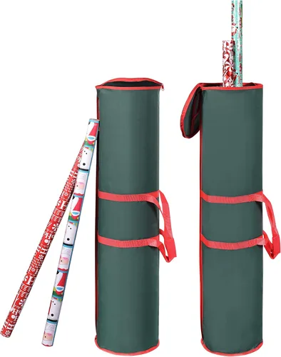 ProPik Bolsa de almacenamiento de papel de regalo, organizador de papel de regalo, paquete de 2 unidades para almacenar hasta 48 rollos de 40 Verde