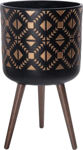 Miniatura 11 de D'vine Dev Maceta de 12 pulgadas con soporte, maceta alta de mediados de siglo con patas para plantas de interior, bronce/negro, 88-G-C-6