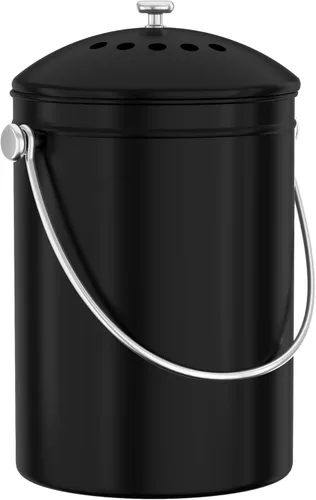 Utopia Kitchen Cubo de compostaje para encimera de cocina, cubo de compostaje de 1.3 galones para cocina con tapa, incluye 1 filtro de carbón de