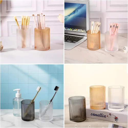 Miniatura 4 de DASITON Organizador de brochas de maquillaje, soporte de almacenamiento de brochas de maquillaje cosméticas de cristal, soporte para brochas