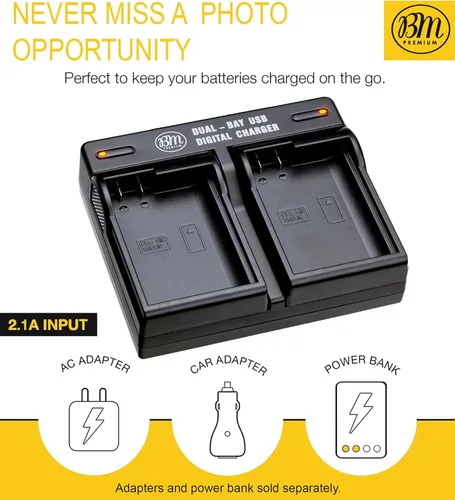 Miniatura 3 de BM Premium Paquete de 2 baterías EN-EL15C de alta capacidad y cargador de batería de doble bahía para Nikon Zf, Z5, Z6, Z6II, Z7II, Z8, D780, D850