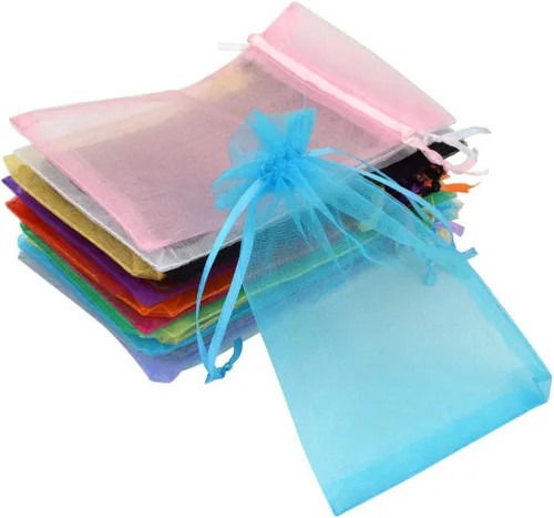 Miniatura 7 de Tojwi 50 bolsas de organza de 3.54 x 4.33 pulgadas (3.5 x 4.3 in) de satén con cordón de organza, bolsa de regalo para boda, fiesta, bolsa de 10
