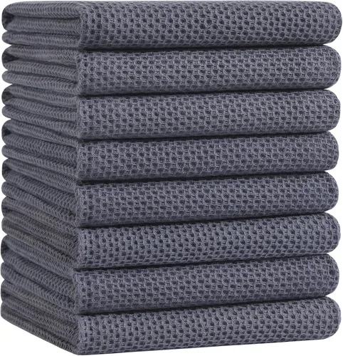 Miniatura 116 de Homaxy Paños de cocina de 100% algodón con tejido de gofre, ultra suaves, absorbentes, de secado rápido, 12 x 12 pulgadas, paquete de 6, amarillo