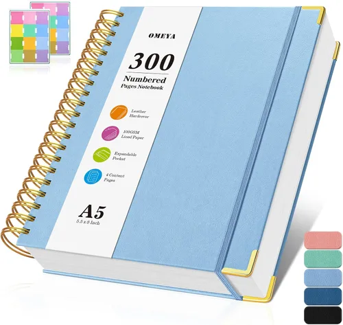 Miniatura 9 de Cuaderno espiral 8.5" x 11", 300 páginas numeradas cuadernos rayados de tamaño universitario con contenido, 100GSM cuaderno grueso para mujeres