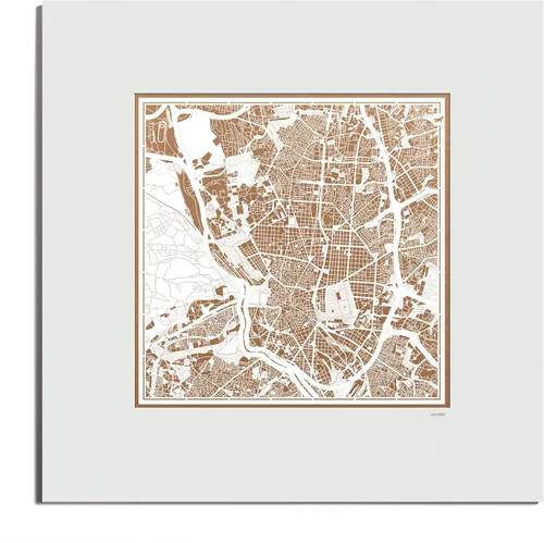 Miniatura 147 de O3 Design Studio Mapa de corte de papel Madrid negro mate de 20 x 20 pulgadas