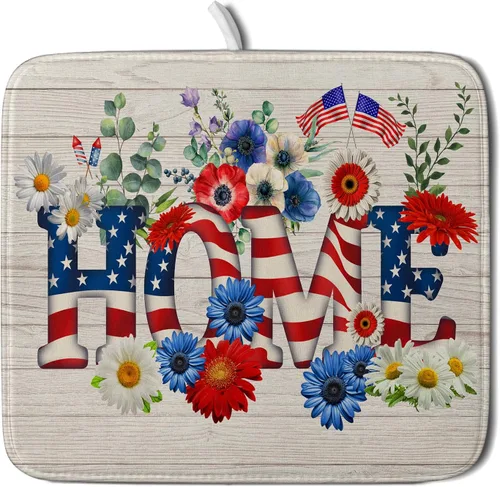 Miniatura 14 de Tapete de secado de platos de cabaña rústica, tapete escurridor de vida silvestre de oso del bosque, alce, 18 x 24 pulgadas, almohadilla escurridor