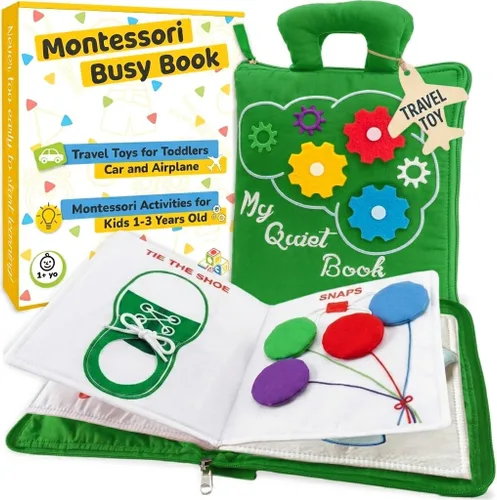 deMoca - Juguete montessori, libro para bebés - Juguetes para niños pequeños - Juguete de viaje - Juguete educativo con actividades para niños y