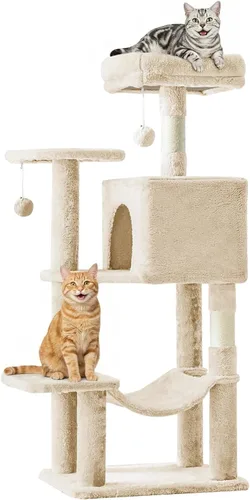 Miniatura 26 de DUMOS Torre grande de árbol para gatos de 66 pulgadas, torre alta de escalada para gatos de varios niveles con postes rascadores de sisal natural