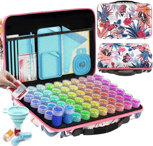 Miniatura 36 de ARTDOT Contenedor de almacenamiento de 30 ranuras para kits de arte de diamantes para adultos, cajas de almacenamiento portátiles de cuentas