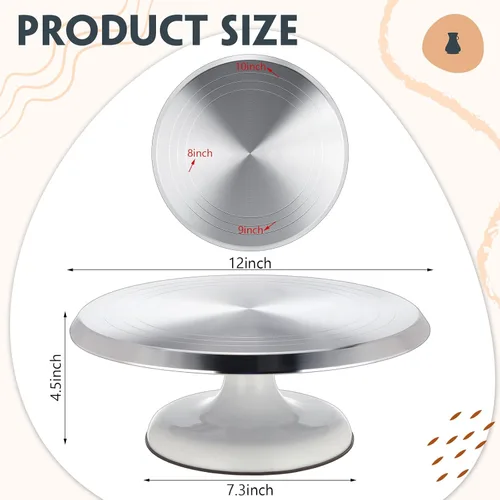 Miniatura 2 de Geelin Rueda de escultura de aleación de aluminio resistente, soporte giratorio de cerámica con rodamientos de bolas para cerámica, suministros