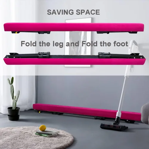 Miniatura 5 de Viga de equilibrio ultrasimple ajustable y plegable de 6 pies, equipo de gimnasia de suela sintética de piso alto y bajo, sin necesidad de Rosa