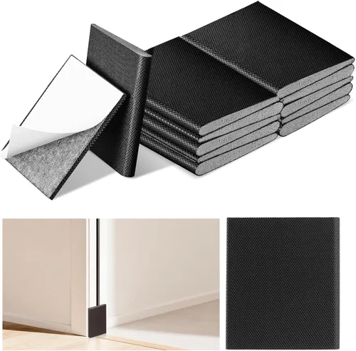 12 sellos de esquina de puerta autoadhesivos color negro, sellos de esquina de puerta de espuma de alta elasticidad, burletes para puertas