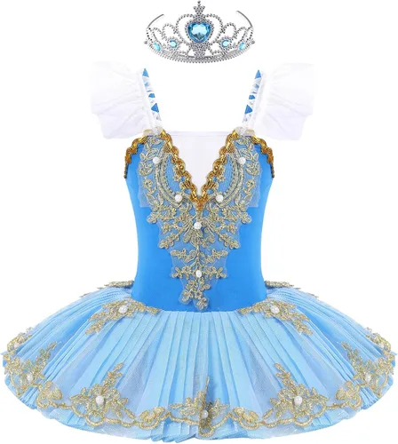 JEATHA Camisola para niñas y niñas, leotardo con falda, vestido de ballet, cisne, lago, tutú, bailarina, disfraces para competición