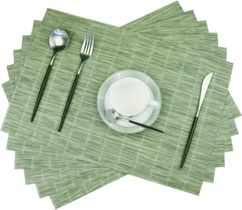 Miniatura 54 de BeChen - Manteles individuales, lavables, fáciles de limpiar, de vinilo, para mesa de comedor, para interiores y exteriores